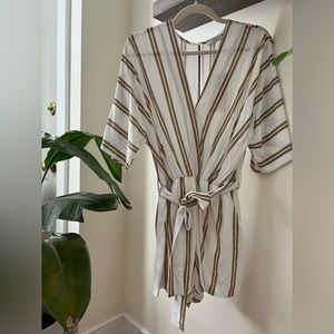 Lulus white and gold striped romper